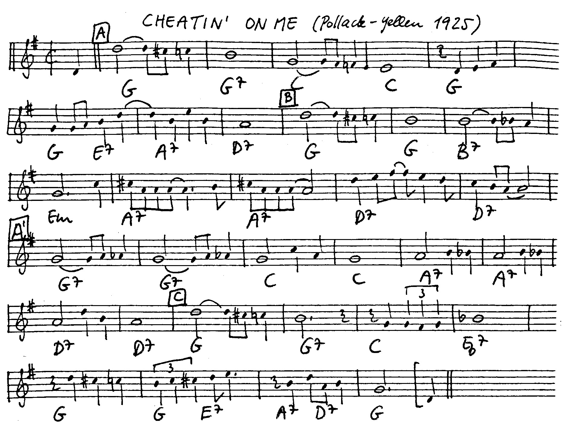 cheatin' on me leadsheet – book us for your next 20s or gatsby event